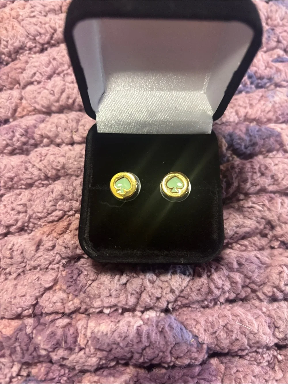 kate spade Gold and Green Spade Stud Earrings
